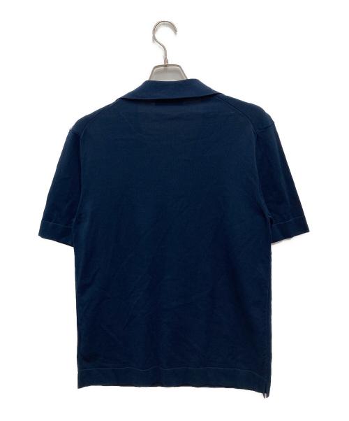 LARDINI（ラルディーニ）LARDINI (ラルディーニ) ミラノリブオープンカラーニット半袖シャツ ネイビー サイズ:48の古着・服飾アイテム