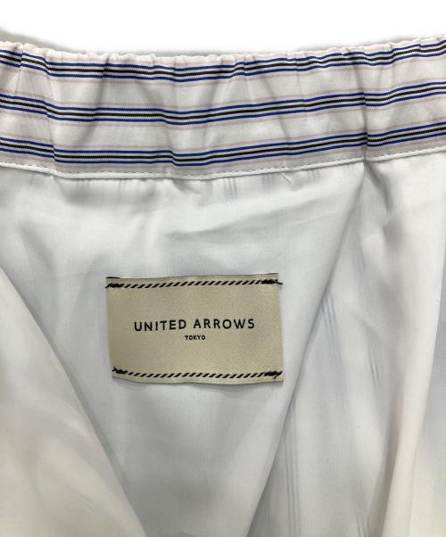 UNITED ARROWS TOKYO（ユナイテッドアローズトウキョウ）UNITED ARROWS TOKYO (ユナイテッドアローズトウキョウ) タフタ ボリューム ギャザースカート ブルー×ホワイト サイズ:36の古着・服飾アイテム