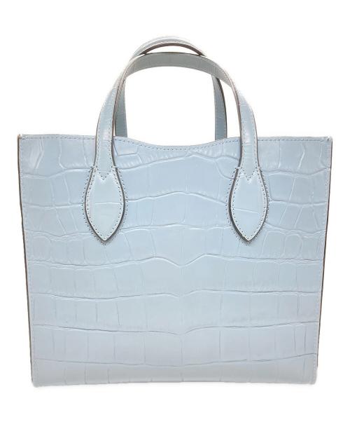 FURLA（フルラ）FURLA (フルラ) 型押しレザーハンドバッグ スカイブルーの古着・服飾アイテム