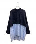 ENFOLDエンフォルド）の古着「LAYERED PULLOVER/レイヤードプルオーバー」｜ネイビー