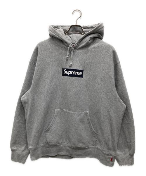 SUPREME（シュプリーム）Supreme (シュプリーム) Box Logo Hooded Sweatshirt グレー×ネイビー サイズ:Lの古着・服飾アイテム