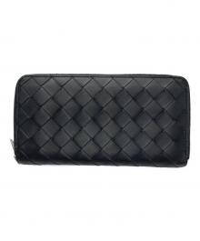 BOTTEGA VENETA（ボッテガベネタ）の古着「イントレチャートラウンドファスナー長財布」｜ブラック