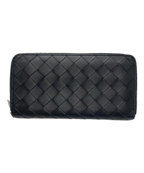 BOTTEGA VENETA（ボッテガベネタ）BOTTEGA VENETA (ボッテガベネタ) イントレチャートラウンドファスナー長財布 ブラックの古着・服飾アイテム