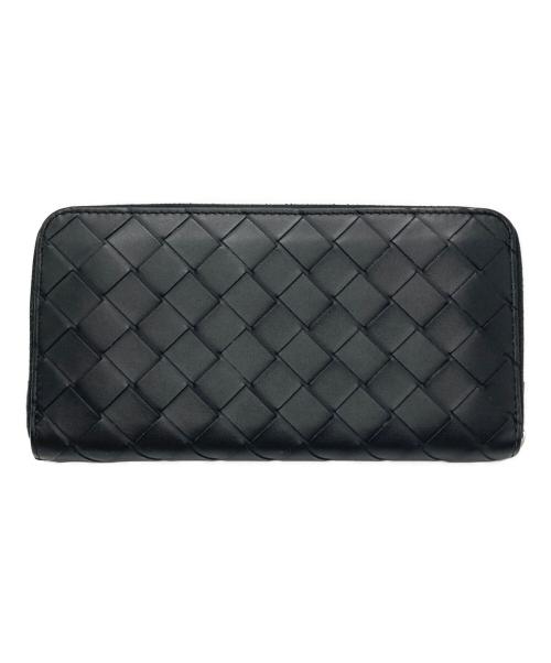 BOTTEGA VENETA（ボッテガベネタ）BOTTEGA VENETA (ボッテガベネタ) イントレチャートラウンドファスナー長財布 ブラックの古着・服飾アイテム