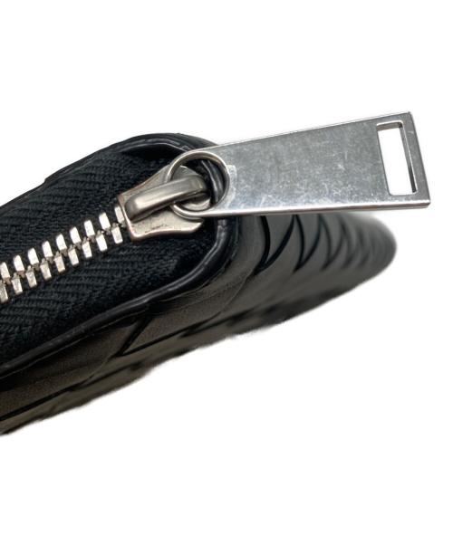 BOTTEGA VENETA（ボッテガベネタ）BOTTEGA VENETA (ボッテガベネタ) イントレチャートラウンドファスナー長財布 ブラックの古着・服飾アイテム