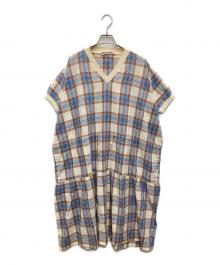 COMME des GARCONS（コムデギャルソン）の古着「チェック柄ブラウスワンピース」｜ベージュ