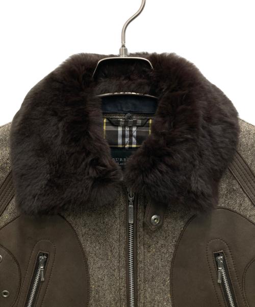 BURBERRY BLACK LABEL（バーバリーブラックレーベル）BURBERRY BLACK LABEL (バーバリーブラックレーベル) ツイード×ラムレザーコンビフライトジャケット ベージュ サイズ:Mの古着・服飾アイテム