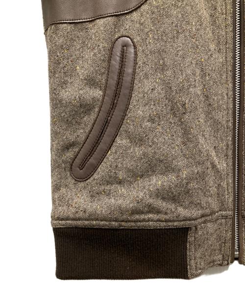 BURBERRY BLACK LABEL（バーバリーブラックレーベル）BURBERRY BLACK LABEL (バーバリーブラックレーベル) ツイード×ラムレザーコンビフライトジャケット ベージュ サイズ:Mの古着・服飾アイテム