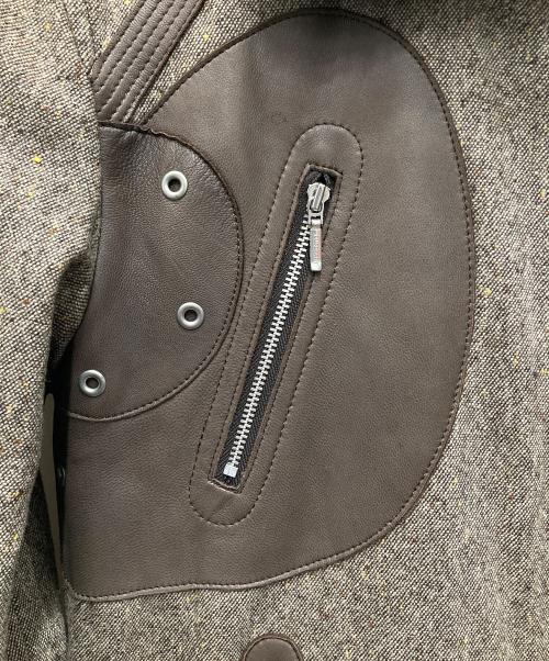 BURBERRY BLACK LABEL（バーバリーブラックレーベル）BURBERRY BLACK LABEL (バーバリーブラックレーベル) ツイード×ラムレザーコンビフライトジャケット ベージュ サイズ:Mの古着・服飾アイテム