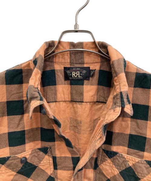 RRL（ダブルアールエル）RRL (ダブルアールエル) バッファローチェックシャツ オレンジ サイズ:Lの古着・服飾アイテム