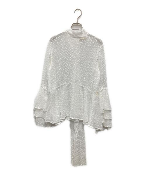 UNITED ARROWS（ユナイテッドアローズ）UNITED ARROWS (ユナイテッドアローズ) シアー ラメドットフリルブラウス ホワイト サイズ:36の古着・服飾アイテム