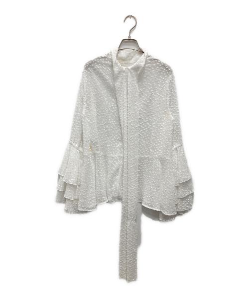 UNITED ARROWS（ユナイテッドアローズ）UNITED ARROWS (ユナイテッドアローズ) シアー ラメドットフリルブラウス ホワイト サイズ:36の古着・服飾アイテム