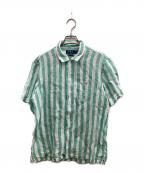 POLO RALPH LAURENポロ・ラルフローレン）の古着「クラシックフィットストライプリネンシャツ」｜ホワイト×グリーン