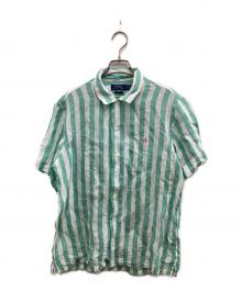 POLO RALPH LAUREN（ポロ・ラルフローレン）の古着「クラシックフィットストライプリネンシャツ」｜ホワイト×グリーン