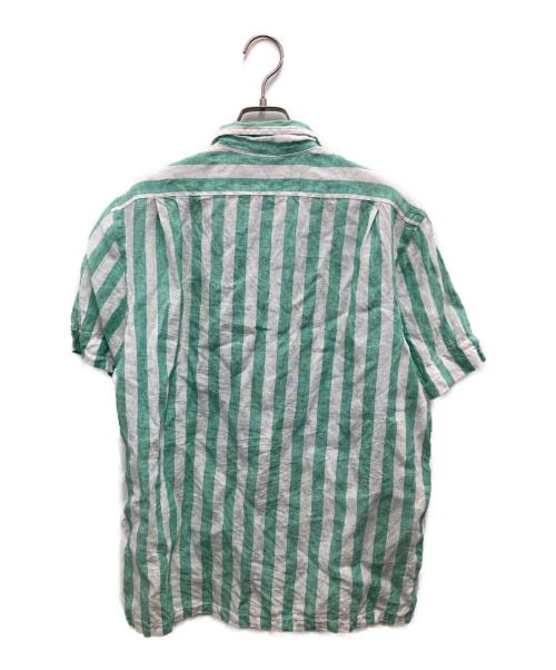 POLO RALPH LAUREN（ポロ・ラルフローレン）POLO RALPH LAUREN (ポロ・ラルフローレン) クラシックフィットストライプリネンシャツ ホワイト×グリーン サイズ:Mの古着・服飾アイテム