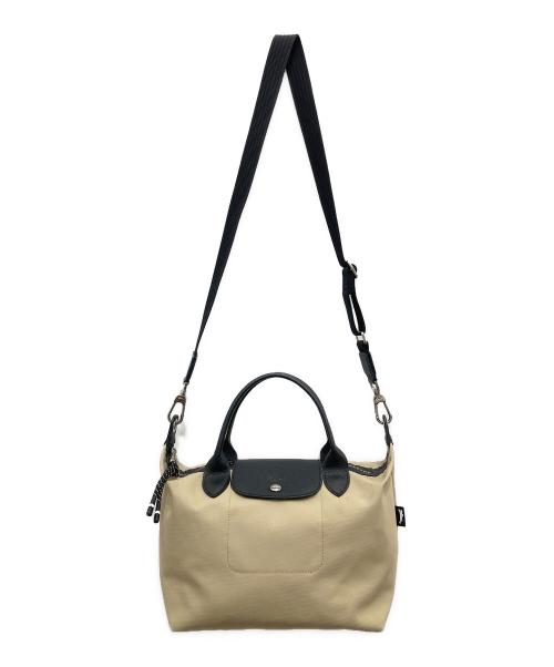 LONGCHAMP（ロンシャン）LONGCHAMP (ロンシャン) エナジー S トップハンドルバッグ ベージュ×ブラックの古着・服飾アイテム