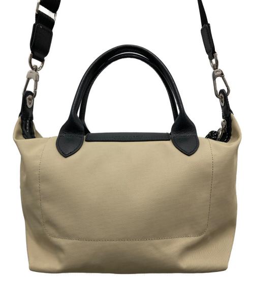 LONGCHAMP（ロンシャン）LONGCHAMP (ロンシャン) エナジー S トップハンドルバッグ ベージュ×ブラックの古着・服飾アイテム