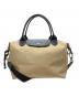 LONGCHAMP（ロンシャン）の古着「エナジー S トップハンドルバッグ」｜ベージュ×ブラック