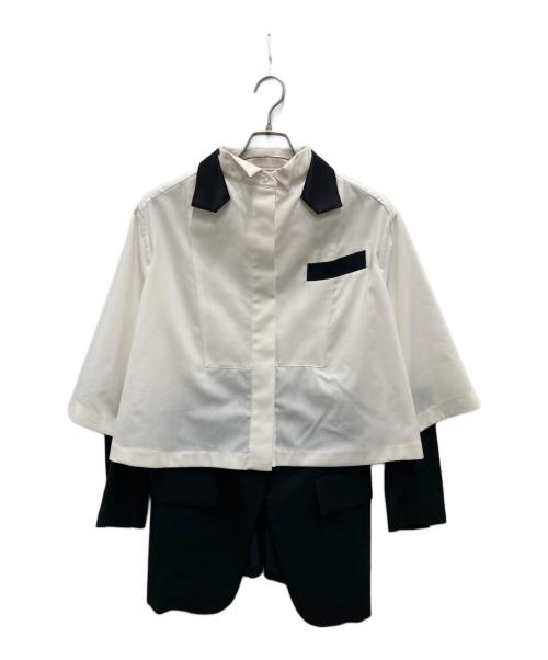 sacai（サカイ）sacai (サカイ) レイヤード スーチング ブラック×ホワイト サイズ:１の古着・服飾アイテム
