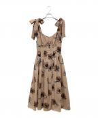 HER LIP TOハーリップトゥ）の古着「Sunflower-printed midi dress/サンフラワー プリンティッド ミディ ドレス」｜ベージュ