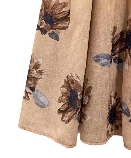 HER LIP TO（ハーリップトゥ）Her lip to (ハーリップトゥ) Sunflower-printed midi dress/サンフラワー プリンティッド ミディ ドレス ベージュ サイズ:Sの古着・服飾アイテム