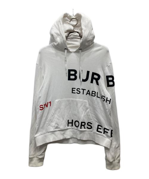 BURBERRY LONDON（バーバリーロンドン）BURBERRY LONDON (バーバリーロンドン) ホースフェリープリントプルオーバーパーカー ホワイト サイズ:Mの古着・服飾アイテム