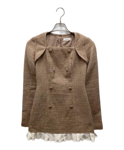 darich（ダーリッチ）Darich (ダーリッチ) プリーツドッキングツイードミニワンピース ベージュ サイズ:Fの古着・服飾アイテム
