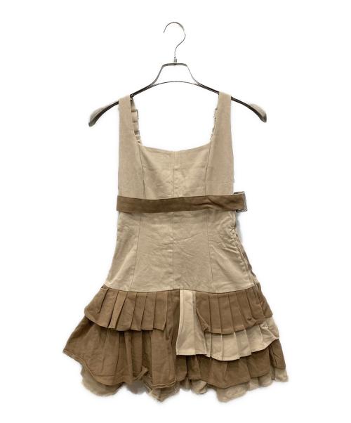darich（ダーリッチ）Darich (ダーリッチ) アンダーベルトプリーツミニワンピース ベージュ サイズ:Freeの古着・服飾アイテム