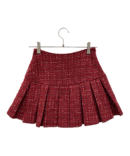 darich（ダーリッチ）Darich (ダーリッチ) ツイードチェックプリーツミニスカート レッド サイズ:Mの古着・服飾アイテム