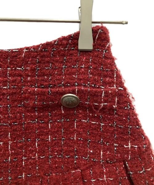 darich（ダーリッチ）Darich (ダーリッチ) ツイードチェックプリーツミニスカート レッド サイズ:Mの古着・服飾アイテム