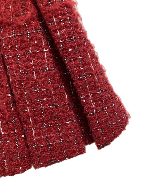 darich（ダーリッチ）Darich (ダーリッチ) ツイードチェックプリーツミニスカート レッド サイズ:Mの古着・服飾アイテム