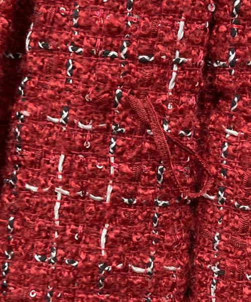 darich（ダーリッチ）Darich (ダーリッチ) ツイードチェックプリーツミニスカート レッド サイズ:Mの古着・服飾アイテム