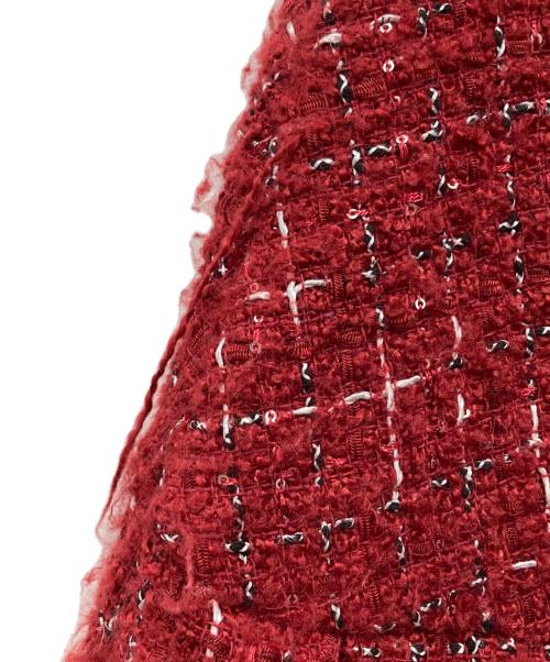 darich（ダーリッチ）Darich (ダーリッチ) ツイードチェックプリーツミニスカート レッド サイズ:Mの古着・服飾アイテム