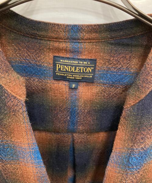 PENDLETON（ペンドルトン）PENDLETON (ペンドルトン) ガーゼエターミンチェックワンピース ブラウン×ブルー サイズ:Fの古着・服飾アイテム