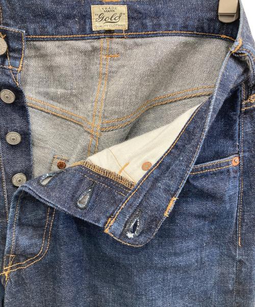 gold（ゴールド）gold (ゴールド) RECYCLED WASTE SUVIN COTTON YARN 11oz. DENIM 5POCKET WIDE PANTS インディゴ サイズ:Sの古着・服飾アイテム