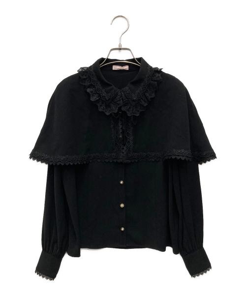 CHALMIERE（シャルミエール）Chalmiere (シャルミエール) ケープ付ブラウス ブラック サイズ:Mの古着・服飾アイテム