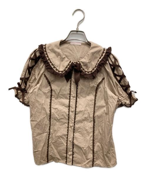CHALMIERE（シャルミエール）Chalmiere (シャルミエール) 袖レースアップブラウス ベージュ サイズ:Mの古着・服飾アイテム