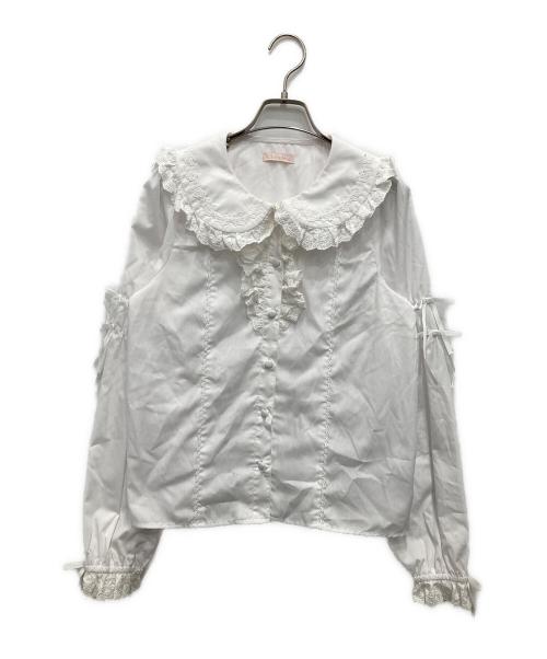 CHALMIERE（シャルミエール）Chalmiere (シャルミエール) コットンレース丸襟ブラウス ホワイト サイズ:Mの古着・服飾アイテム