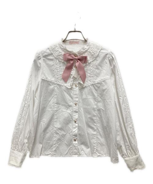 CHALMIERE（シャルミエール）Chalmiere (シャルミエール) 立ち襟コットンブラウス ホワイト サイズ:Mの古着・服飾アイテム