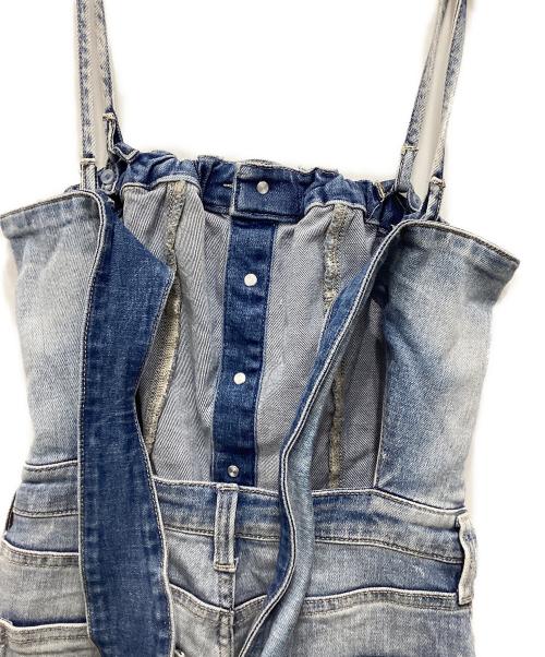 GYDA（ジェイダ）GYDA (ジェイダ) BACKリボンデニムロンパース ブルー サイズ:XSの古着・服飾アイテム