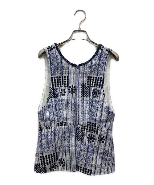 DES PRES（デ プレ）DES PRES (デ プレ) バスティングブリックジャカード ペプラムベスト ブルー サイズ:Fの古着・服飾アイテム