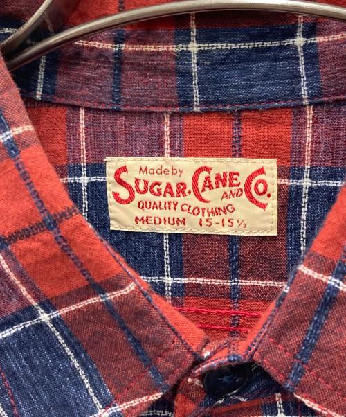 SUGAR CANE（シュガーケーン）SUGAR CANE (シュガーケーン) 綿麻スペック染めチェックワークシャツ レッド×ネイビー サイズ:MEDIUMの古着・服飾アイテム