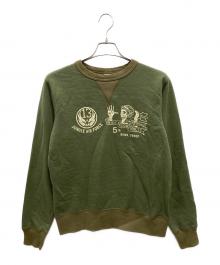 BUZZ RICKSON'S（バズリクソンズ）の古着「5th BOMB.GROUP BOMBER BARONS SET-IN CREW NECK SWEAT」｜カーキ