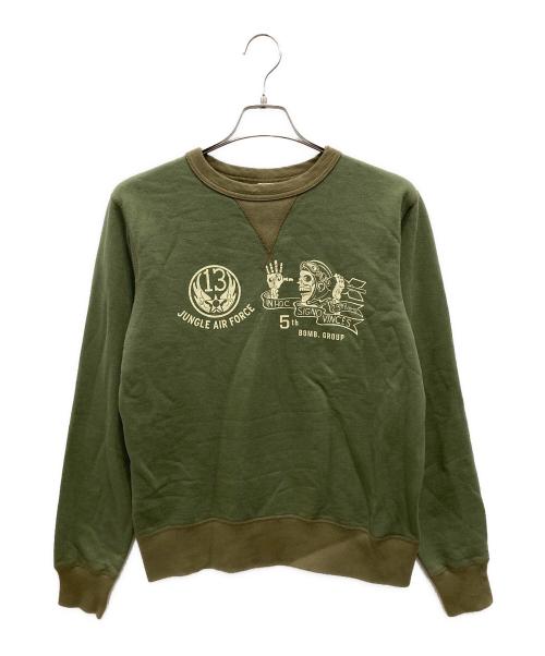 BUZZ RICKSON'S（バズリクソンズ）Buzz Rickson's (バズリクソンズ) 5th BOMB.GROUP BOMBER BARONS SET-IN CREW NECK SWEAT カーキ サイズ:Mの古着・服飾アイテム