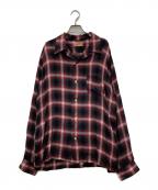 SUGAR CANEシュガーケーン）の古着「RAYON OMBRE CHECK OPEN SHIRT」｜ブラック×レッド