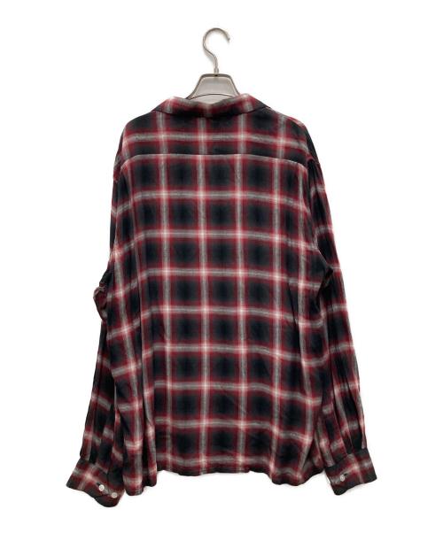 SUGAR CANE（シュガーケーン）SUGAR CANE (シュガーケーン) RAYON OMBRE CHECK OPEN SHIRT ブラック×レッド サイズ:X-LARGEの古着・服飾アイテム