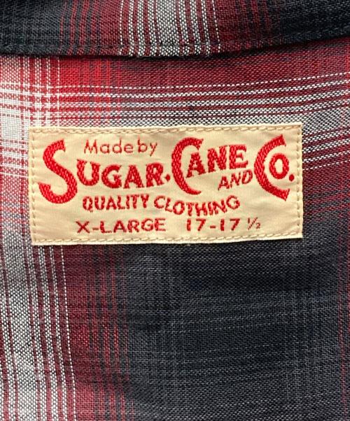 SUGAR CANE（シュガーケーン）SUGAR CANE (シュガーケーン) RAYON OMBRE CHECK OPEN SHIRT ブラック×レッド サイズ:X-LARGEの古着・服飾アイテム