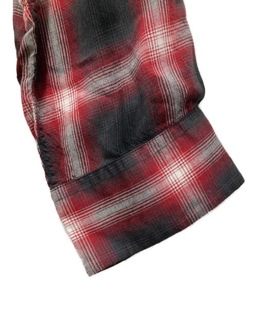 SUGAR CANE（シュガーケーン）SUGAR CANE (シュガーケーン) RAYON OMBRE CHECK OPEN SHIRT ブラック×レッド サイズ:X-LARGEの古着・服飾アイテム