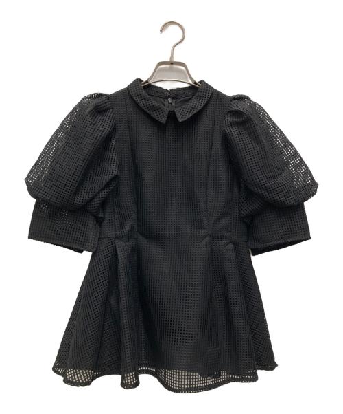CELFORD（セルフォード）CELFORD (セルフォード) パフスリーブメッシュブラウス ブラック サイズ:36の古着・服飾アイテム