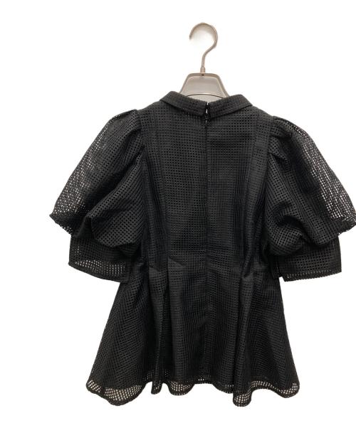 CELFORD（セルフォード）CELFORD (セルフォード) パフスリーブメッシュブラウス ブラック サイズ:36の古着・服飾アイテム